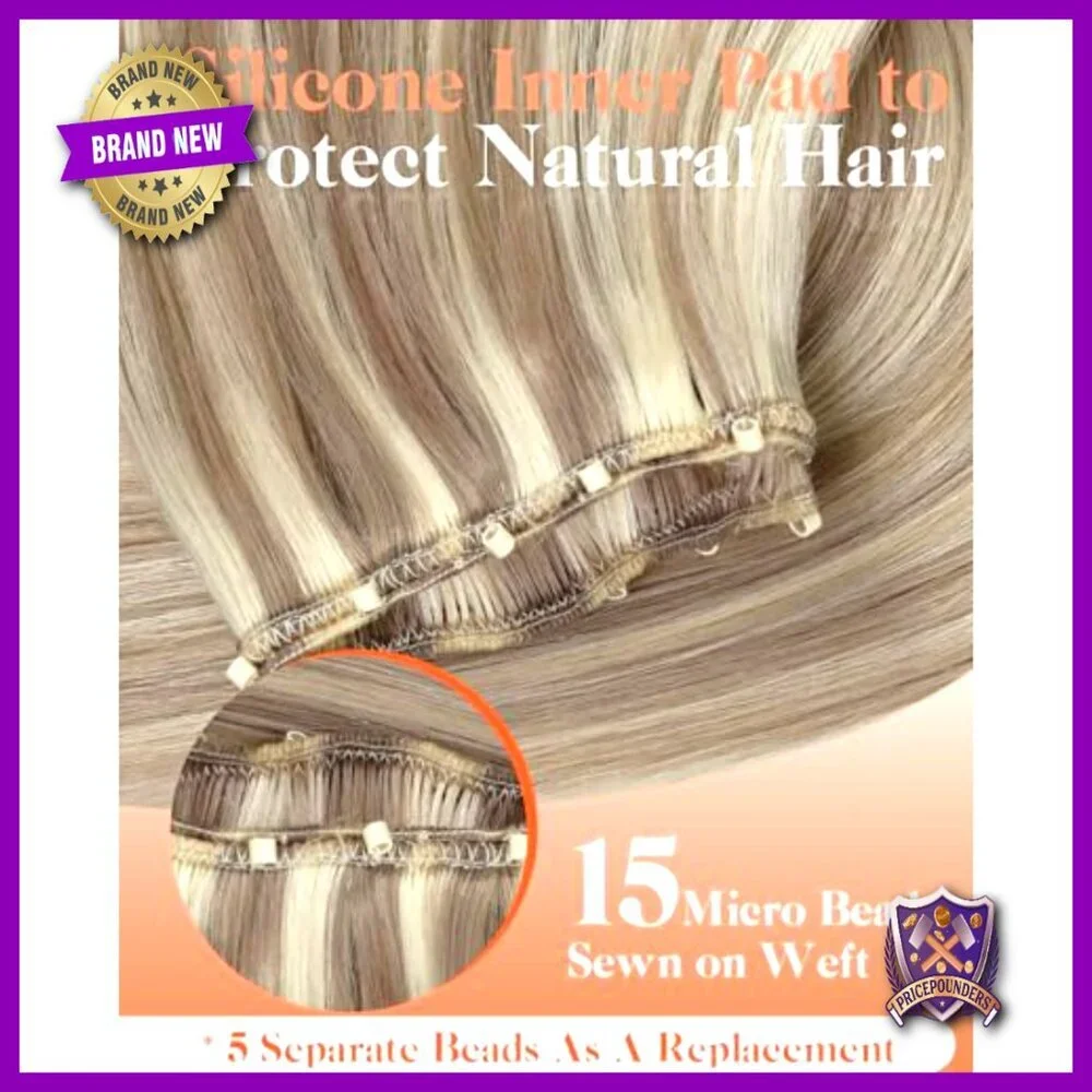 22 Inch Human Hair Extensions Micro Bead Weft 50g Glue Free Reusable